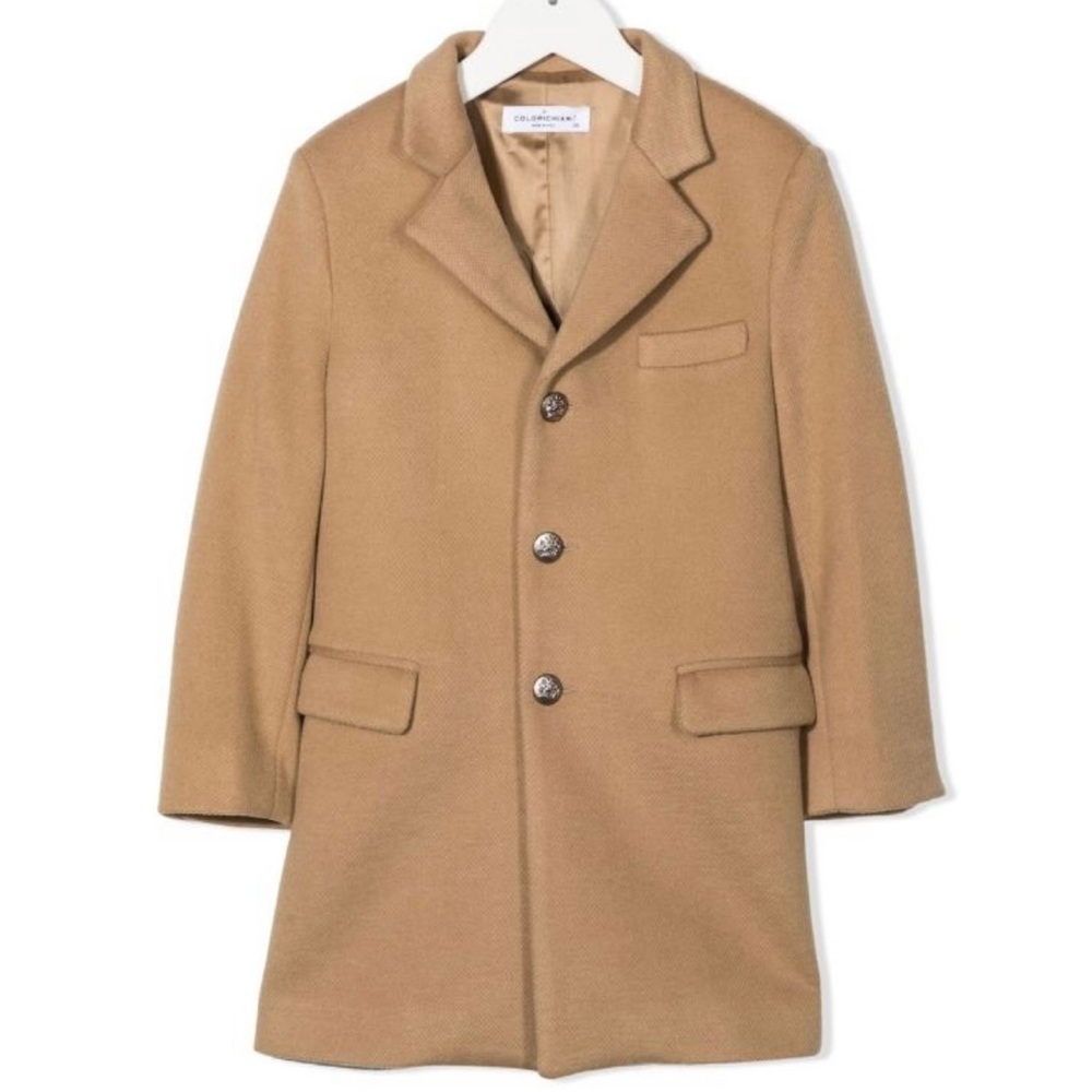 Single breasted camel coat for boys